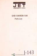 JET GHB-1349 / BDB-2349, Shaper, Electrical Schematics & Parts List Manual 2000